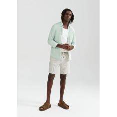 Camisa Básica Masculina Manga Longa Slim Em Linho - Hering, XXG, Verde