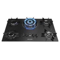 Cooktop 5 Bocas Mueller MCG5BC Mesa de Vidro Tripla Chama Bivolt PTO, 