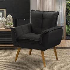 Poltrona Decorativa Opala Luxo  Preta  - ADONAI ESTOFADOS