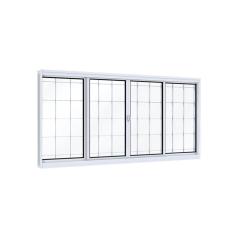 Janela de Correr Aço 4 Folhas com Grade Quadrada Lucasa Facilità 120cmx150cm Branco