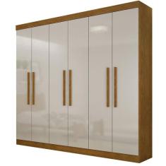 Guarda Roupa Casal Hera 6 Portas MDF Rufato, Imbuia/Off White