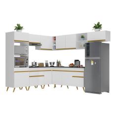 Cozinha Completa De Canto Veneza Gw Mp2048 Com Armário E Balcão Branca