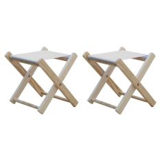 Kit 2 Banquinho De Madeira Banqueta Pescador-branco