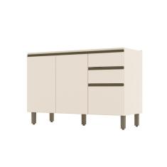 Balcão De Cozinha Pia 120 Cm 3 Portas 2 Gavetas Connect Henn Off White