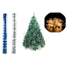 Arvore de Natal Pinheiro Nevada 1,2 metros 90 galhos com enfeites - st