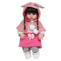 Boneca Reborn Recém Nascida Enxoval Coelhinho Pode Dar Banho - Cegonha