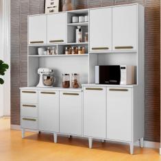 Armário para Cozinha 8 Portas 3 Gavetas Sao Luis Branco