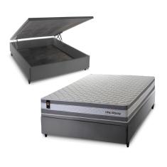 Conjunto Box Baú Alpine Cinza 138x188x72 c/ Molas Ensacadas