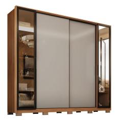 Guarda Roupa Casal Laredo 4 Portas Flex com Vidro Reflecta e Pés - Demartêz Amêndola Touch/Nude Prime tx