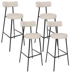 Kit 04 Banquetas Altas Estrutura Em Aço Milão Linho Bege