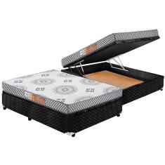 Cama Box Baú Casal: Colchão Espuma Polar D23 Pérola + Base Crc Suede Black(138X188)