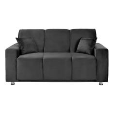 Sofá 3 Lugares Fixo Tokyo Veludo Speciale Home Cinza Chumbo