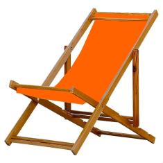 Espreguiçadeira Preguiçosa Dobrável sem Braço Mel em Madeira Maciça