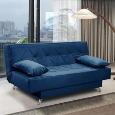 Sofá Cama 1,80m Íris Suede Azul Adonai Estofados