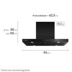Coifa de Ilha Electrolux 90cm Preta Pro Series com Painel Touch e Filtro Baffle (90CIV) 220V