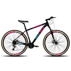 Bicicleta Aro 29 KOG 21V Cambio Shimano Freio a Disco, Preto, Rosa, Az