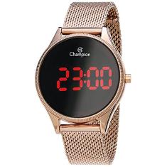 Relógio Champion Feminino Rosê Digital Led Vermelho CH40133P