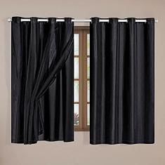 Cortina Blackout Tecido Voil PVC Quarto Sala 2x1,4 Preto