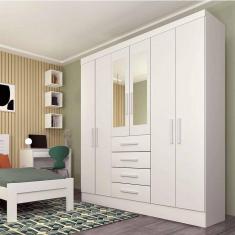 guarda-roupa casal com espelho arizona 6 pt 4 gv neve