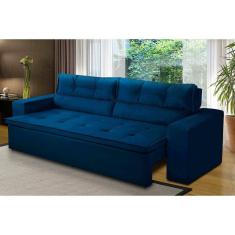 Sofá Retrátil e Reclinável 2 lugares com Molas  2,00m Veronica Suede Azul Madelina