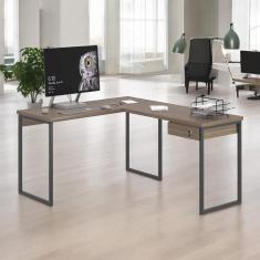 Mesa Home Office Escrivaninha L Shine Affara com Gaveteiro