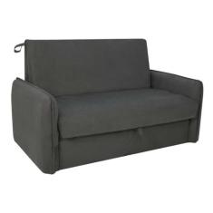 Sofá-Cama Casal com Baú 2 Lugares Zaia Suede Cinza - Matrix