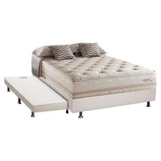 Cama Box c/ Auxiliar Casal: Colchão Herval Maxspring Scotland + Base CRC Courano Branco (138x188)