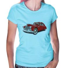 Baby Look Retro Classic Red Car - Foca na Moda, Azul bebê, M
