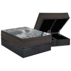 Conjunto Box Baú King: Colchão Espuma Ortobom SuperPocket iso - Base crc Suede Gray(193x203)