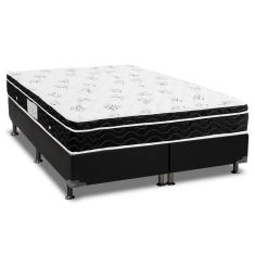 Cama Box Queen: Colchão Molas Bonnel Ortobom Nanolastic Physical Spring + Base crc Courano Black(158x198)