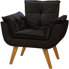 Poltrona Decorativa Opala Suede Preto - Dora Bela