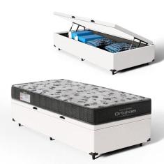 Cama Box Baú Solteiro + Colchão D33 Ortobom Iso 100 78cm, Branco