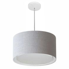 Lustre Pendente Cilíndrico Duplo Md-4290 Cúpula em Tecido 40x25cm Rustico Cinza - Bivolt