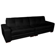 Sofá 4 Lugares Bipartido Sala de Estar Milano 280cm Couro Preto G58 - 