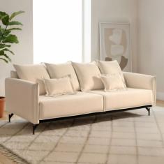 Sofá Living 2 Lugares 200cm com Base de Ferro Tecido Bouclé Acácia - E