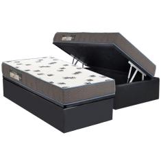 Conjunto Box Baú Solteiro: Colchão Espuma Ortobom D33 Light Saúde + Base Crc Suede Gray (88x188)