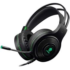 Headset Gamer Evolut Temis Preto e Verde USB e P2 Com Microfone e Iluminação - EG-301GR