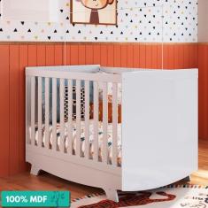 Berço Americano Mini Cama 3 Em 1 100% Mdf Nick Retrô Móveis Peroba Branco Brilho