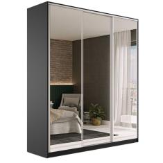 Guarda Roupa Casal 3 Portas em BP com Espelho e Zermatt RR Móveis Preto