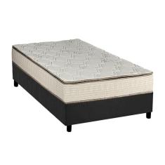 Cama Box Solteiro: Colchão Molas Luckspuma Bonnel Montreal Spring + Base CRC Suede Gray(88x188)