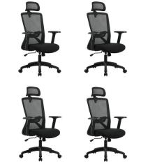 Kit com 4 Cadeira para Escritório Office Dallas Preto