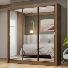 Guarda-roupa Casal 3 Portas Correr Espelho Rustic Nobre