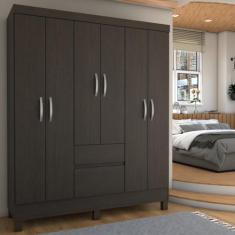 Guarda-Roupa Casal Senna 6 Portas 2 Gavetas ébano - Panorama Móveis, M