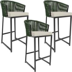 Kit 03 Banqueta Para Área Gourmet Cozinha Varanda Corda Náutica Sunset