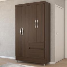 Guarda-Roupa Solteiro Londres 4 Portas 2 Gavetas Imbuia - Panorama Móveis
