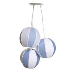 Lustre Pendente 3 Bolinhas Azuis Quarto Bebê Infantil Menino - Potinho