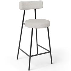 Banqueta Baixa Para Cozinha Sala De Jantar Bar Bancada Milão L02 Bouclê Cru - Lyam Decor