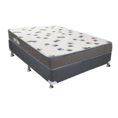 Cama Box Casal: Colchão Espuma Ortobom D33 Light + Base crc Suede Gray(138x188)