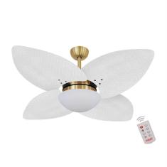 Ventilador De Teto Dourado 4 Pás Branco 220v C/ Controle