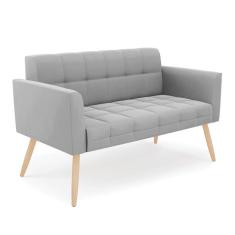 Sofá Namoradeira Elisa Suede Pés Palito Natural - D'rossi Cor Cinza